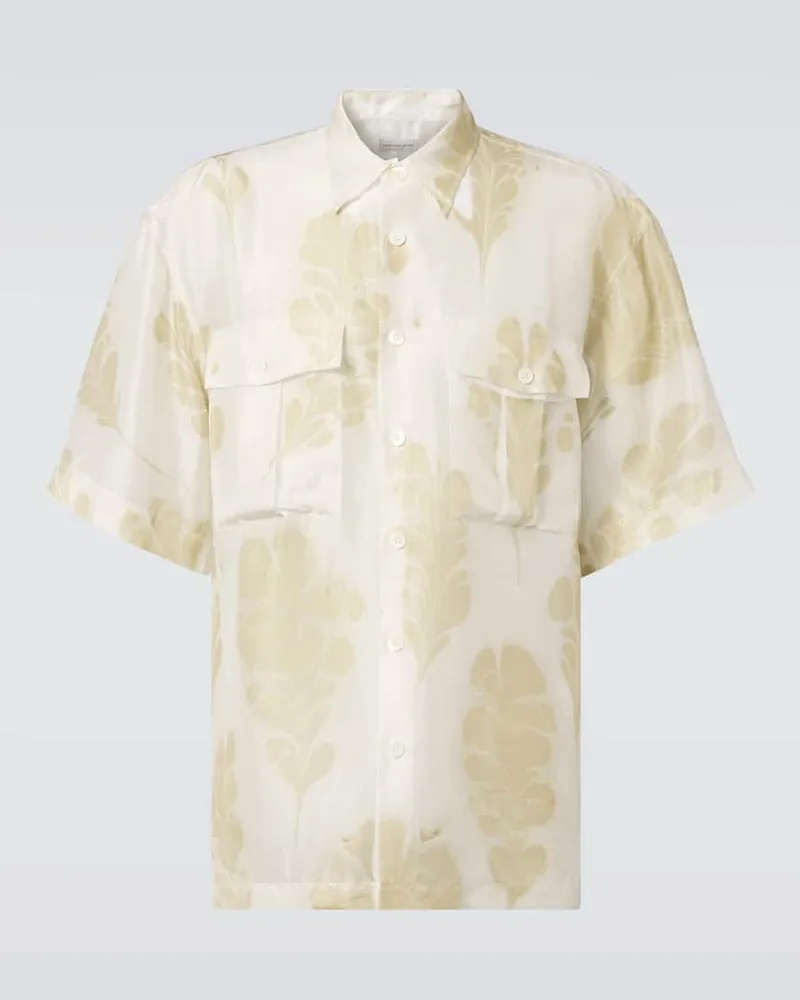 Dries van Noten Bedrucktes Hemd aus Seide Beige