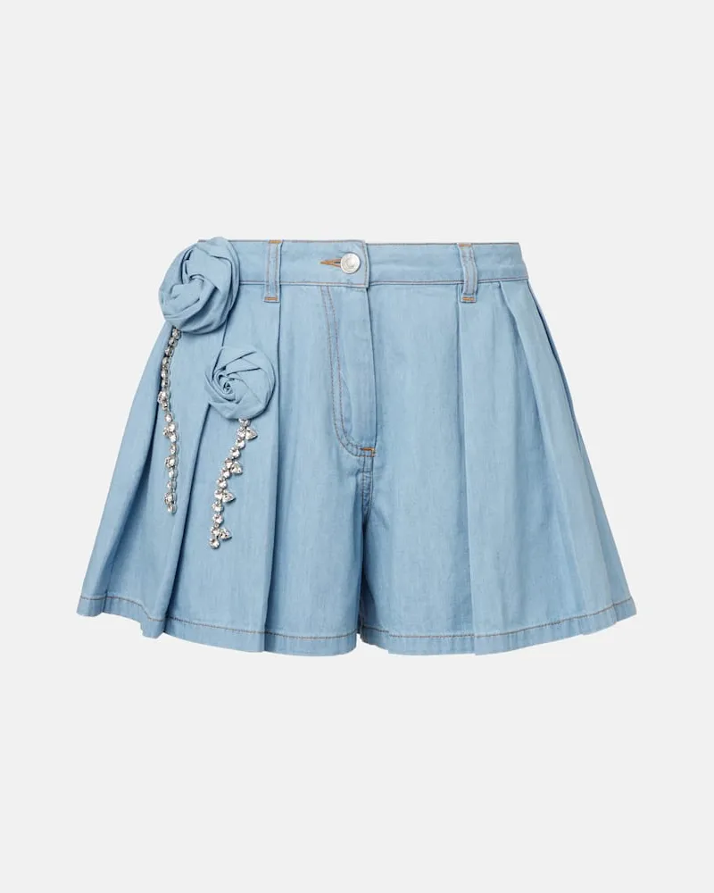Area Verzierte Shorts aus Denim Blau