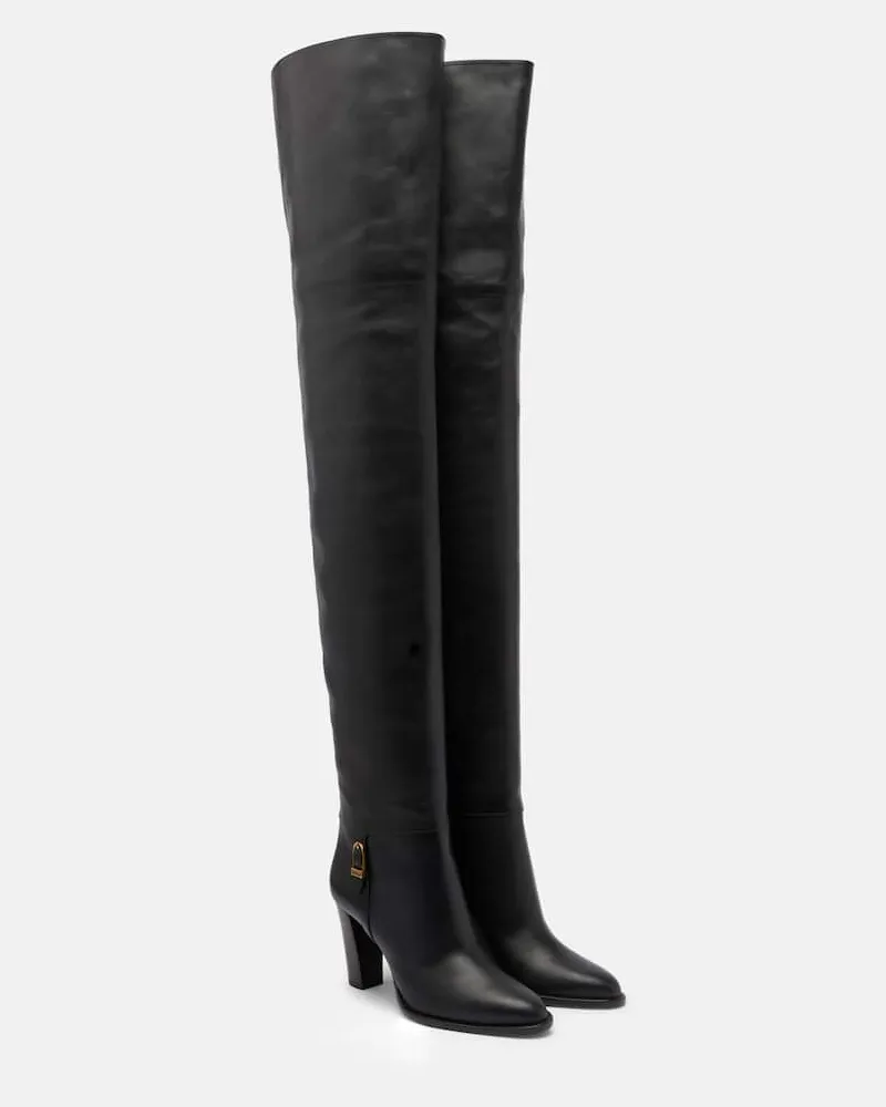 Saint Laurent Overknee-Stiefel Julia 85 aus Leder Schwarz