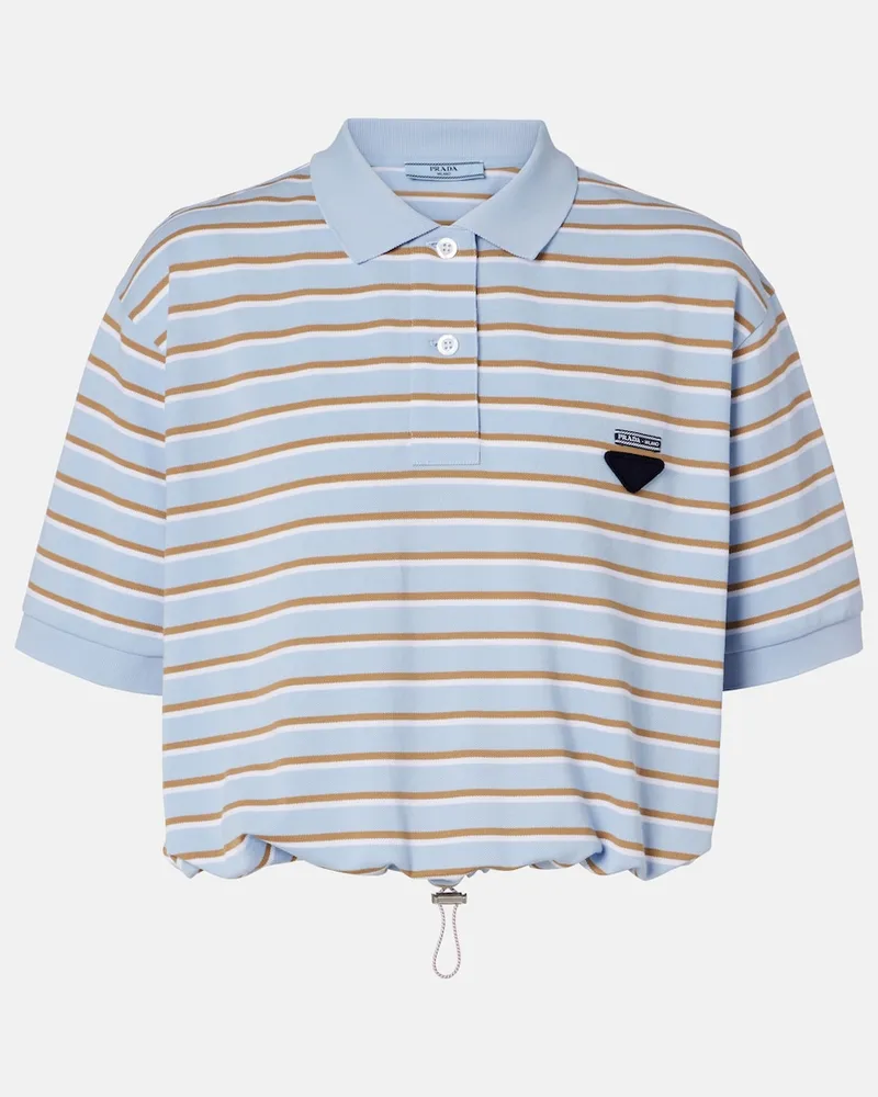 Prada Polohemd aus Baumwoll-Piqué Blau