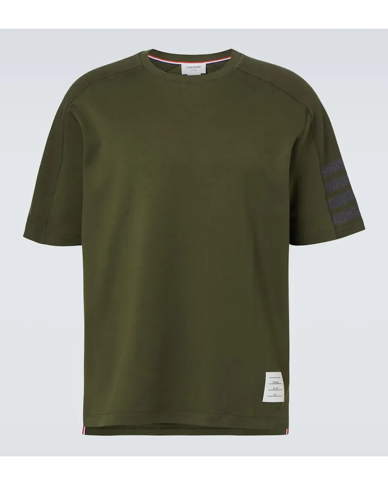 Thom Browne T-Shirt 4-Bar aus Baumwoll-Jersey Gruen
