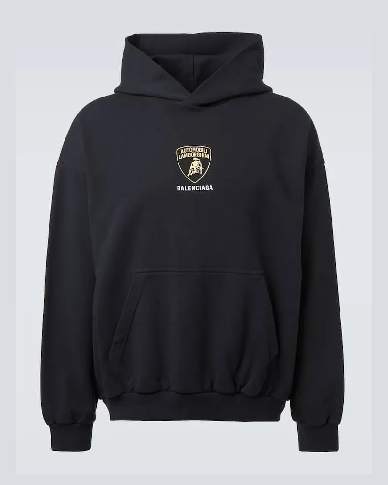 Balenciaga X Automobili Lamborghini Hoodie aus Baumwolle Schwarz