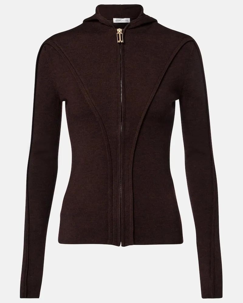Victoria Beckham Kapuzenjacke aus einem Wollgemisch Braun