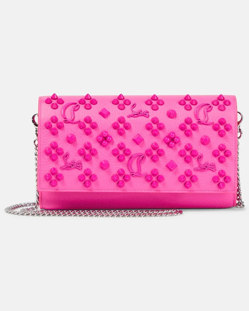 Christian Louboutin Portemonnaie mit Kettenriemen Paloma aus Leder Rosa