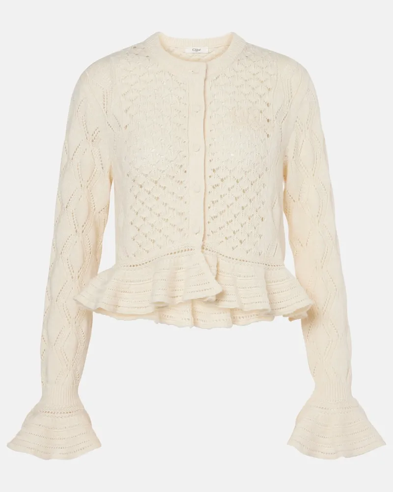Chloé Chloé Cardigan aus Baumwolle, Alpakawolle und Seide Weiß