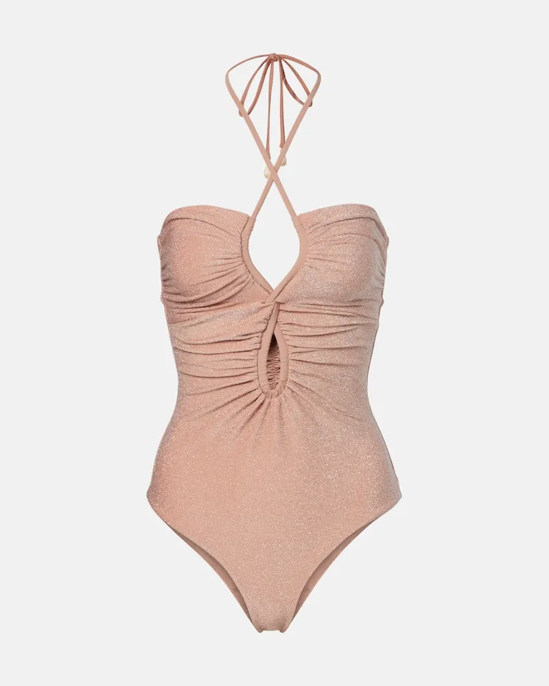 Johanna Ortiz Badeanzug aus Lamé Rosa