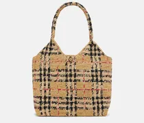 Tote Burberry Check Large aus Raffiabast