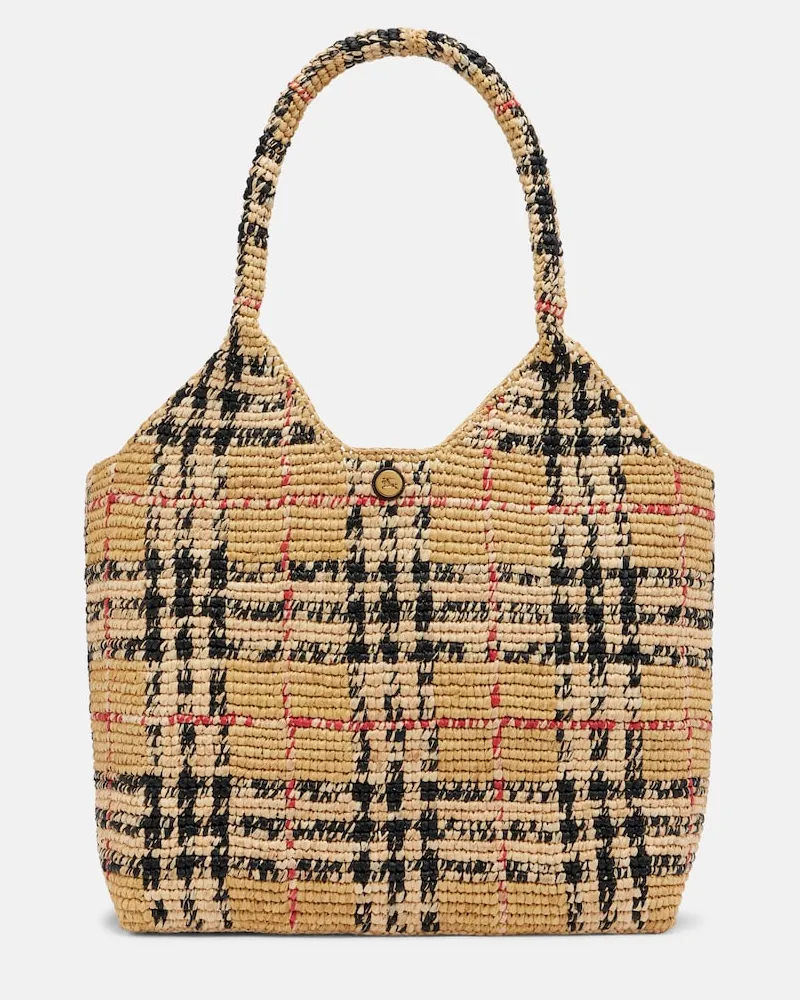 Burberry Tote Burberry Check Large aus Raffiabast Beige