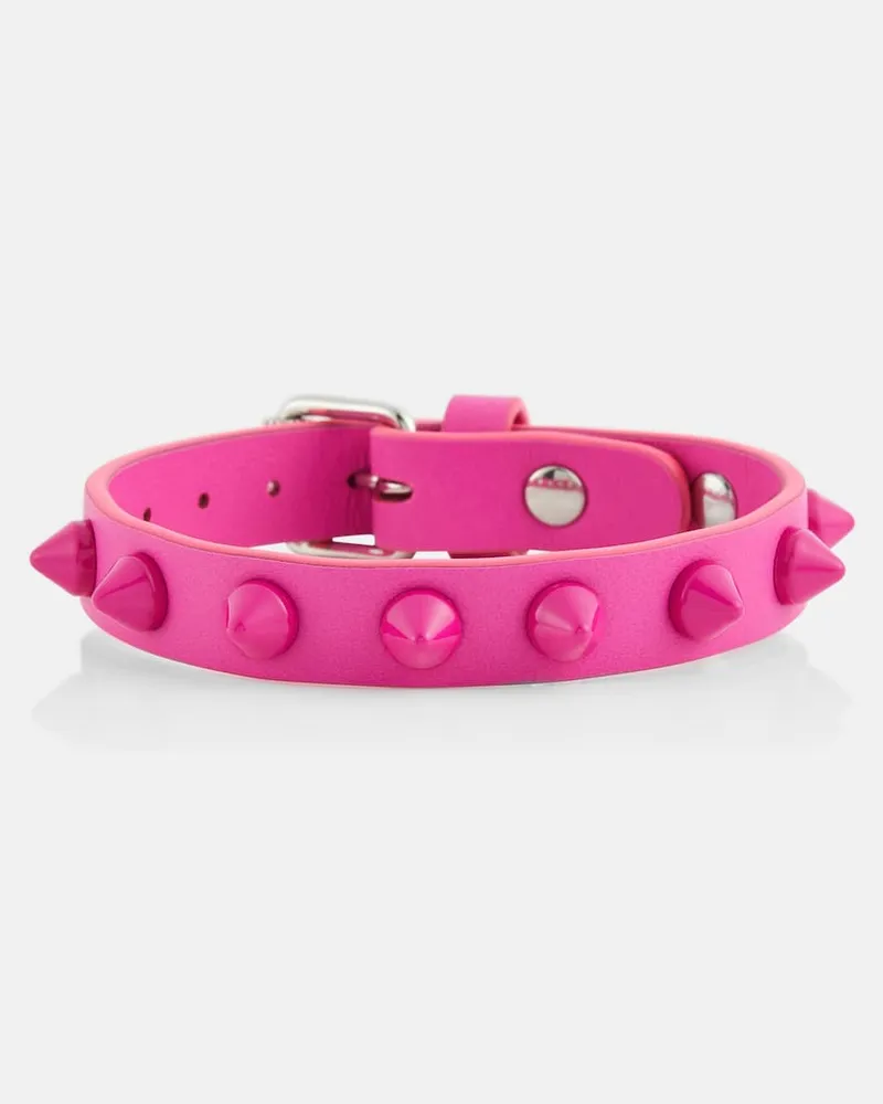 Christian Louboutin Verziertes Armband Loubilink aus Leder Schwarz