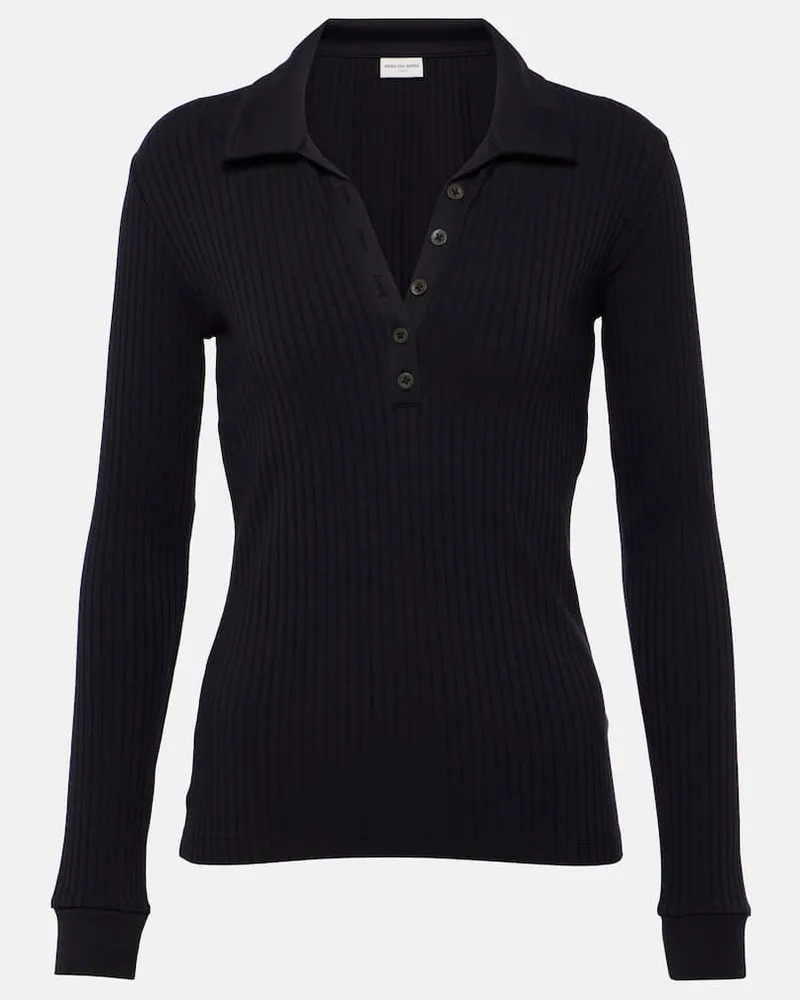 Dries van Noten Polopullover Horst aus einem Baumwollgemisch Blau