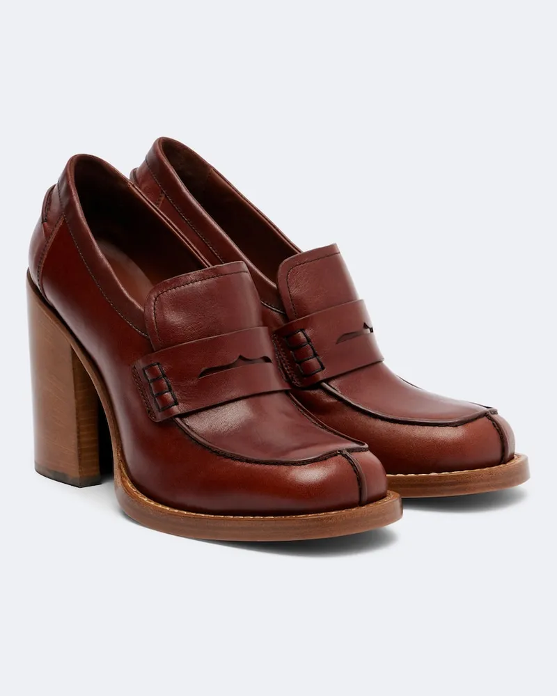 Dries van Noten Loafer-Pumps aus Leder Burgunderrot