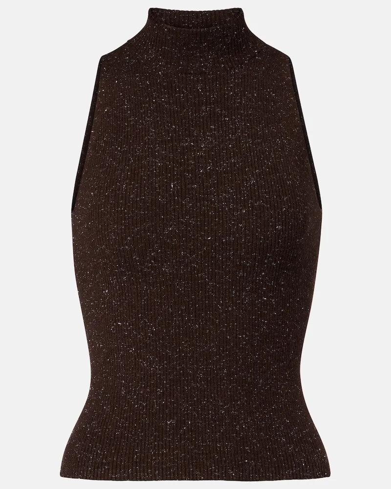 Brunello Cucinelli Top aus Rippstrick Braun