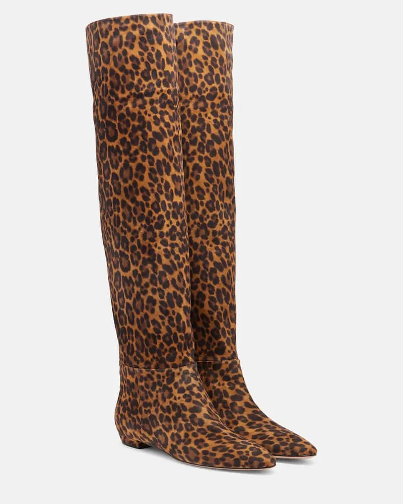 Gianvito Rossi Bedruckte Stiefel aus Veloursleder Braun