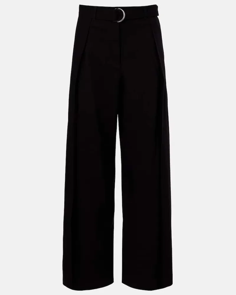 Loewe Weite Hose aus Wolle Schwarz