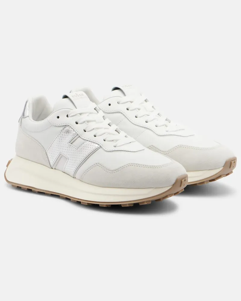 Hogan Sneakers H641 aus Leder und Veloursleder Weiß