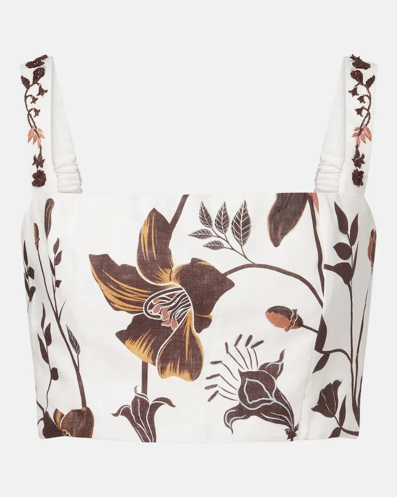 AGUA BENDITA Cropped-Top Cacao aus Leinen Weiß