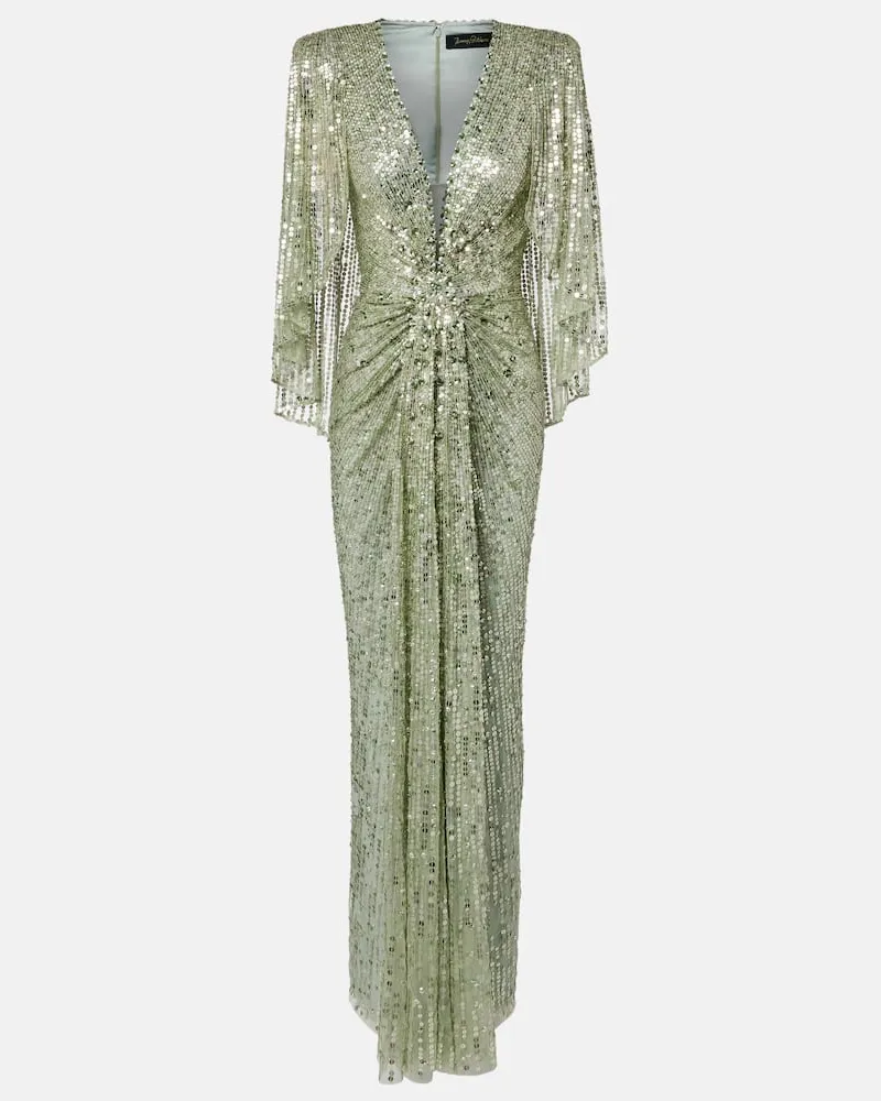 Jenny Packham Robe Carrie mit Pailletten und Kristallen Grün