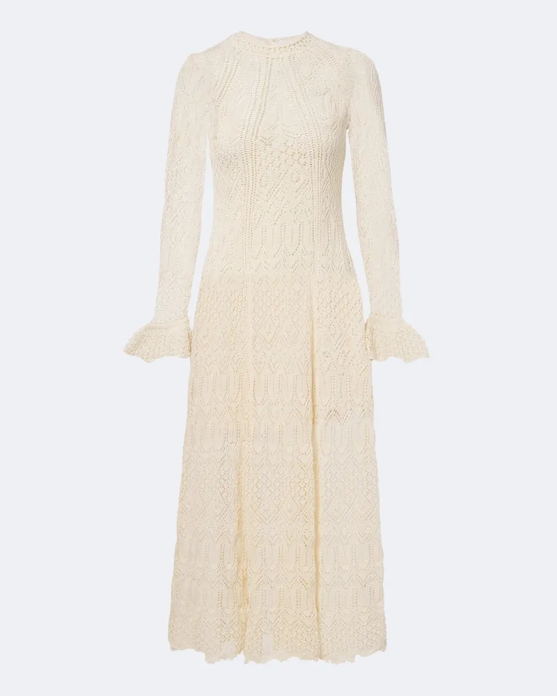 Zimmermann Midikleid Fairlight aus Ajour-Strick Weiß