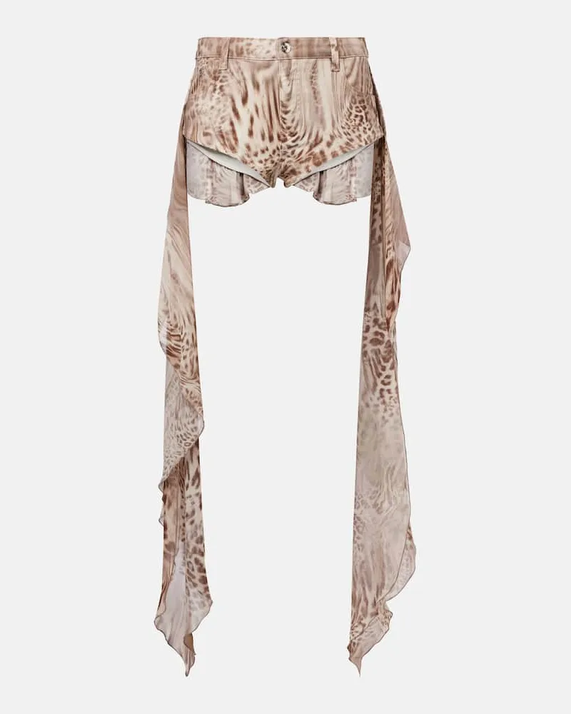Blumarine Bedruckte Shorts aus Baumwolle Braun