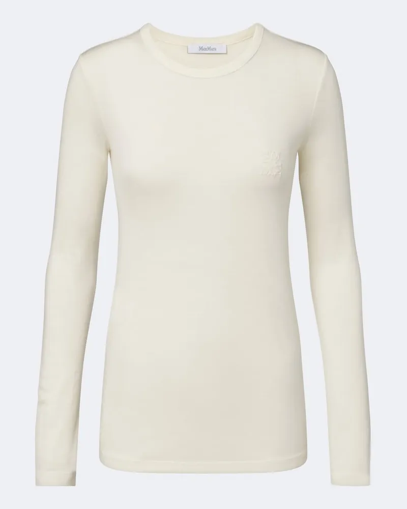Max Mara Top aus Schurwoll-Jersey Weiß