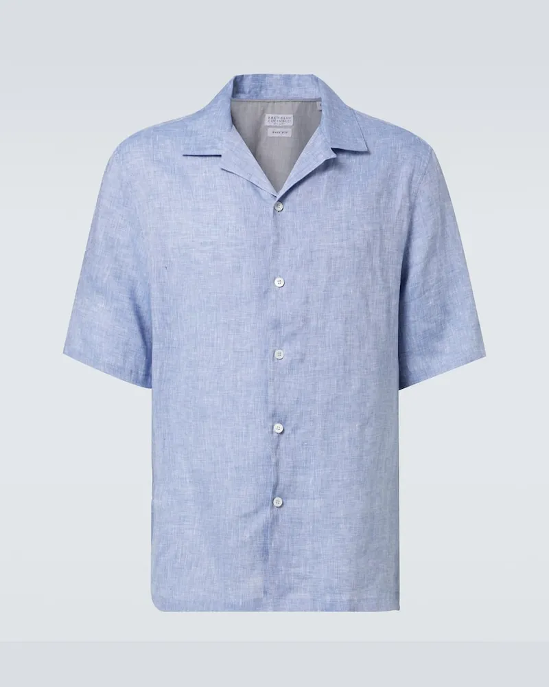 Brunello Cucinelli Hemd aus Leinen Blau