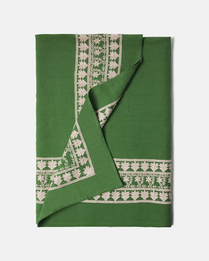 Les-Ottomans Bestickte Tischdecke Grün