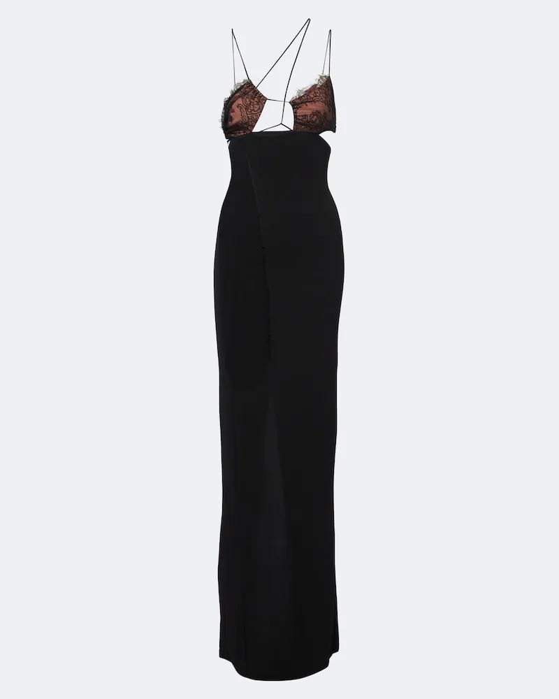 Nensi Dojaka Maxikleid mit Spitze Schwarz