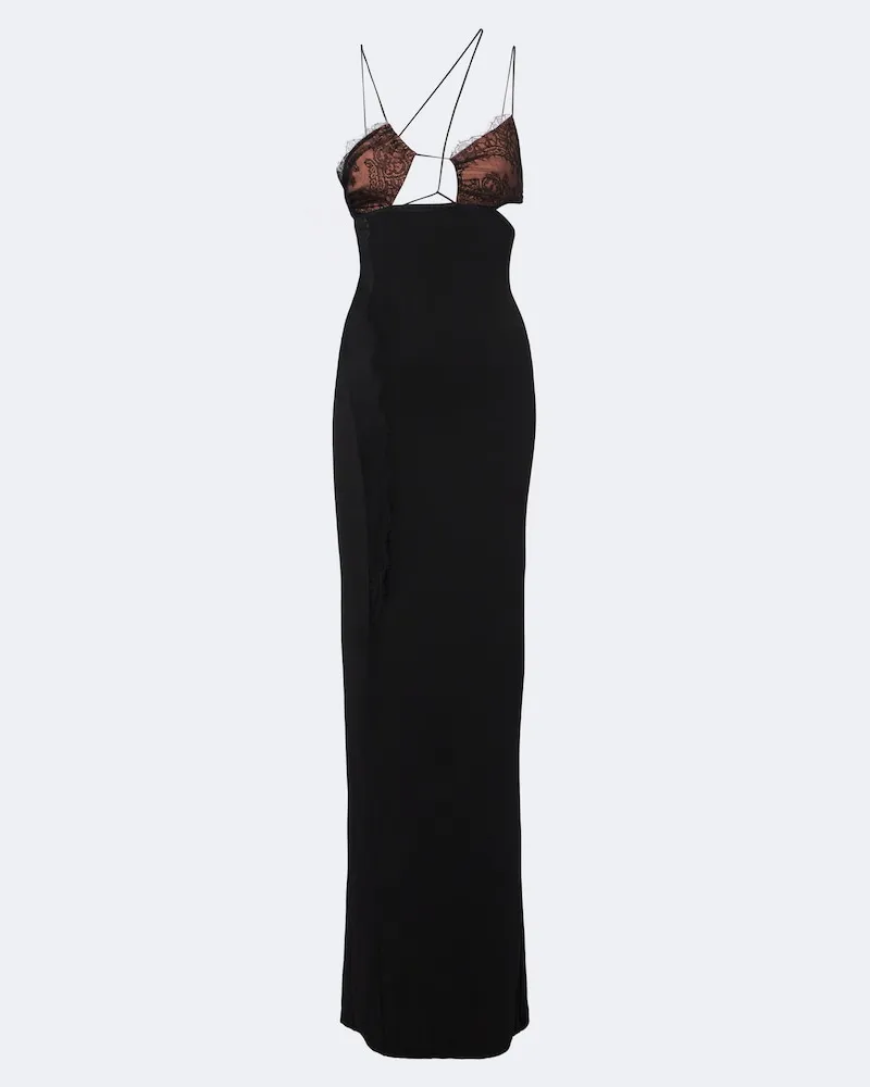 Nensi Dojaka Maxikleid mit Spitze Schwarz