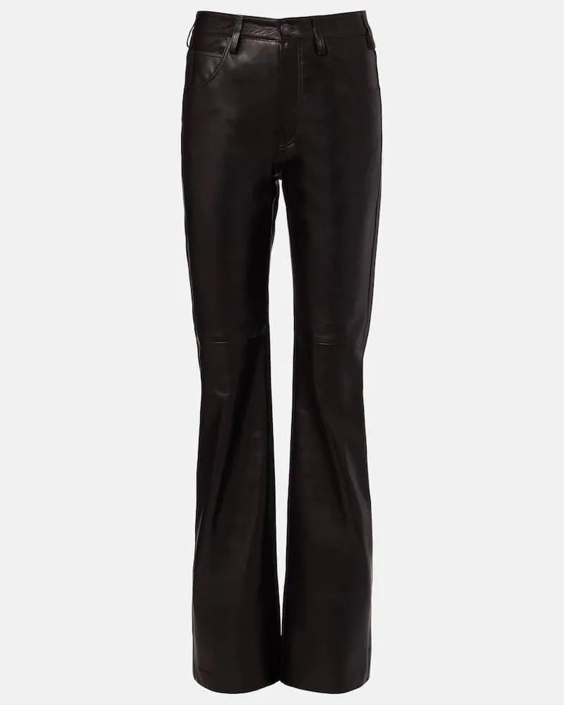 Nili Lotan Bootcut-Hose aus Leder Schwarz