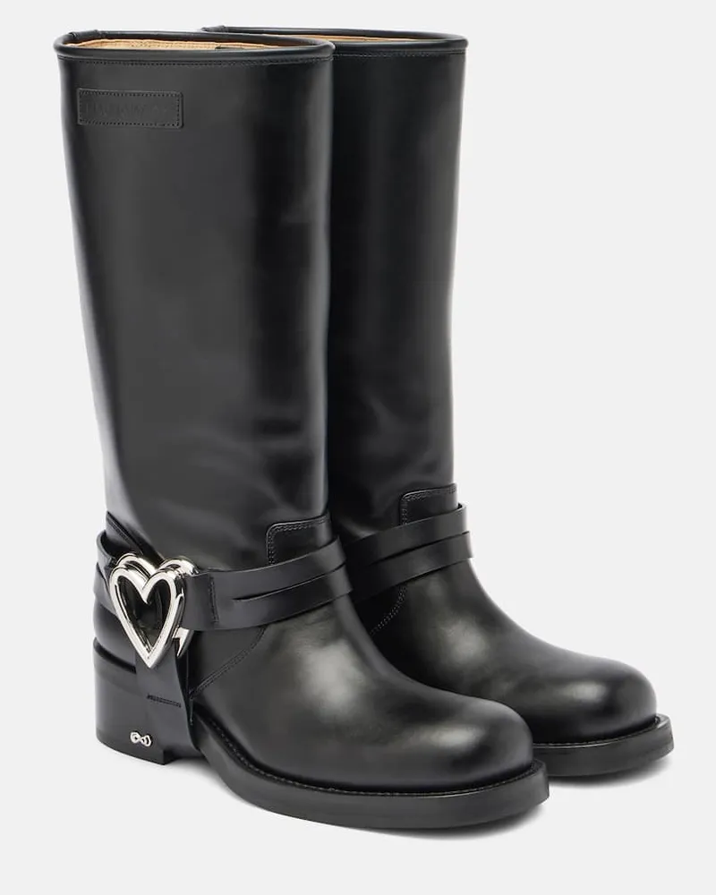 Mach & Mach Stiefel Double Heart aus Leder Schwarz