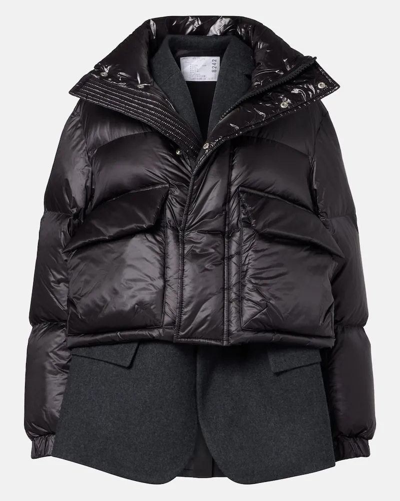 Sacai Daunenjacke aus Wolle Schwarz