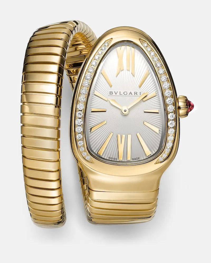 Bulgari Uhr Serpenti Tubogas aus 18kt Gelbgold mit Diamanten und Rubellit Gold