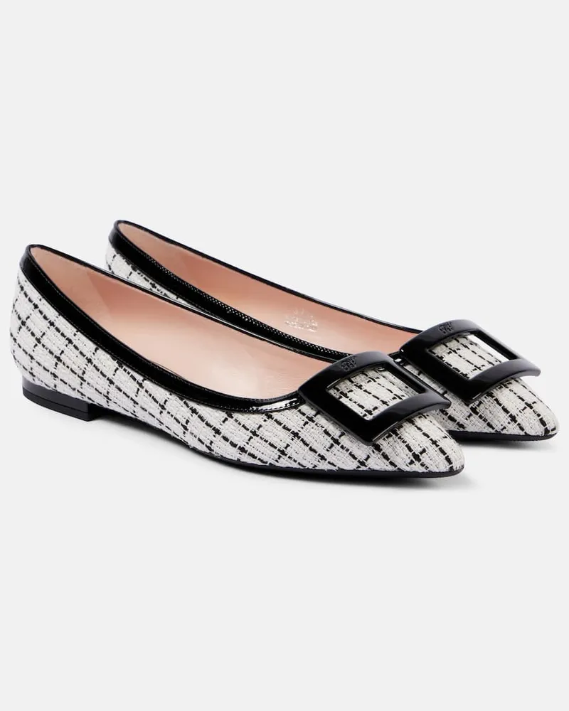 Roger Vivier Ballerinas Gommettine aus Bouclé Weiß