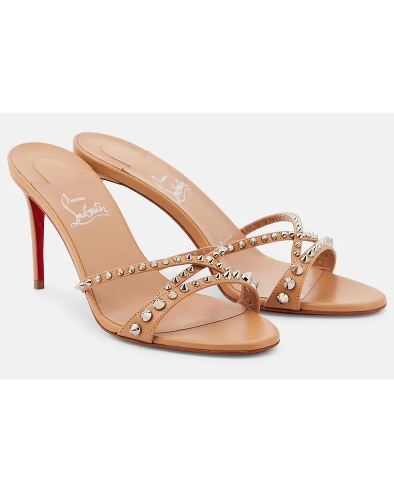 Christian Louboutin Verzierte Sandalen Tatoosh 85 aus Leder Braun