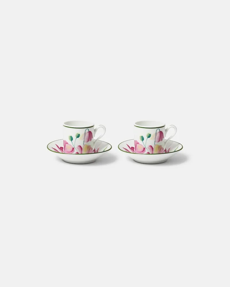 Ginori 1735 Set Impero aus zwei Kaffeetassen und Untertassen Weiß