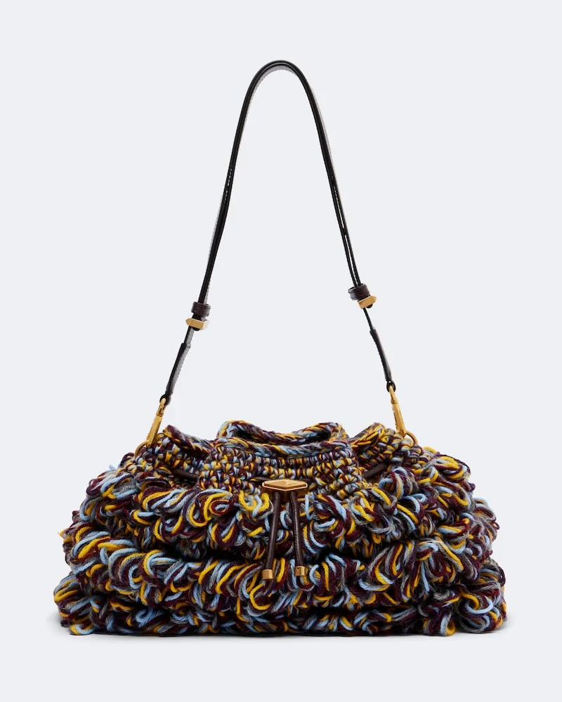 Jimmy Choo Schultertasche Cinch Medium aus Strick Multicolor