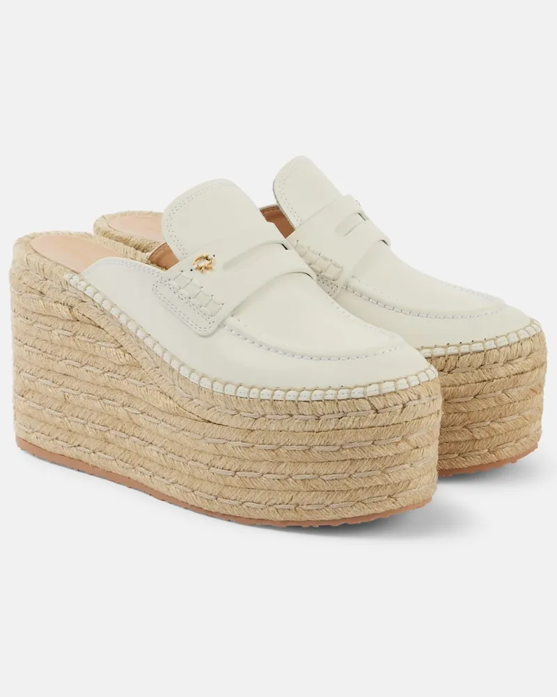 Gianvito Rossi Espadrille-Wedges aus Leder Weiß