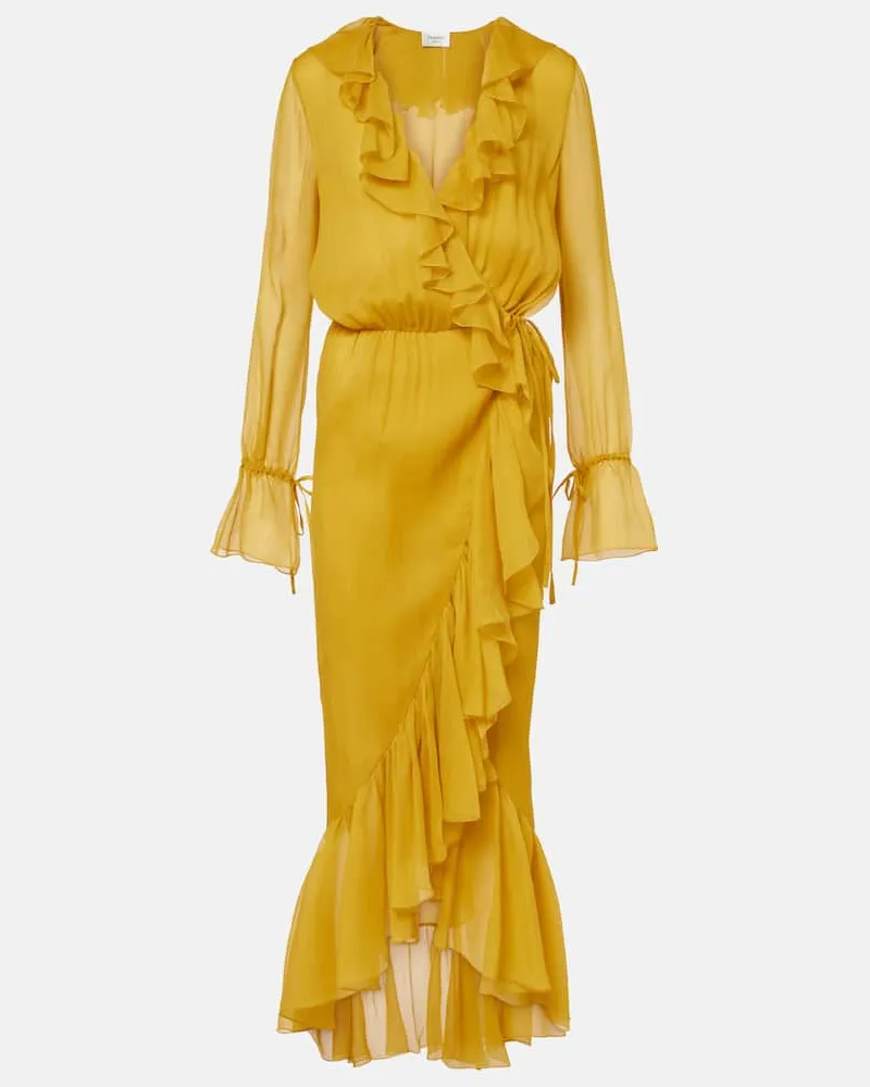 Saint Laurent Wickelkleid aus Seide Gelb