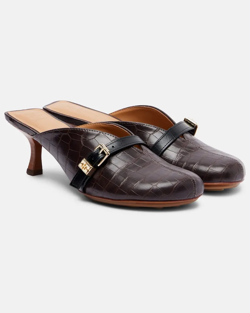 Ganni Mules 40 aus Leder Braun