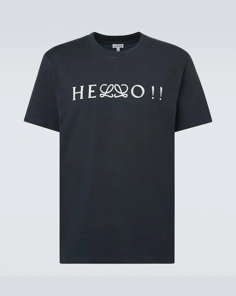 Loewe Bedrucktes T-Shirt aus Jersey Blau