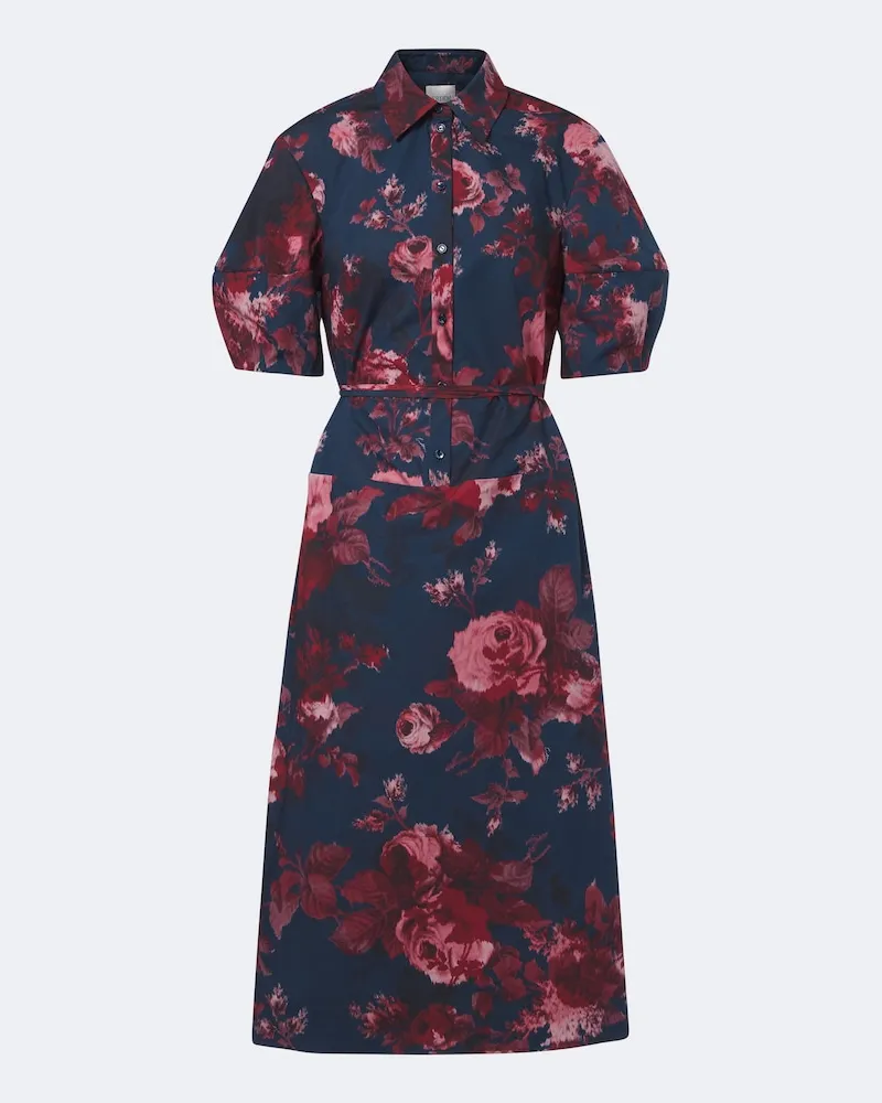 Erdem Hemdblusenkleid aus Baumwollpopeline Blau