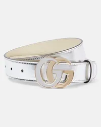 Gucci Guertel GG Marmont aus Metallic-Leder Silber