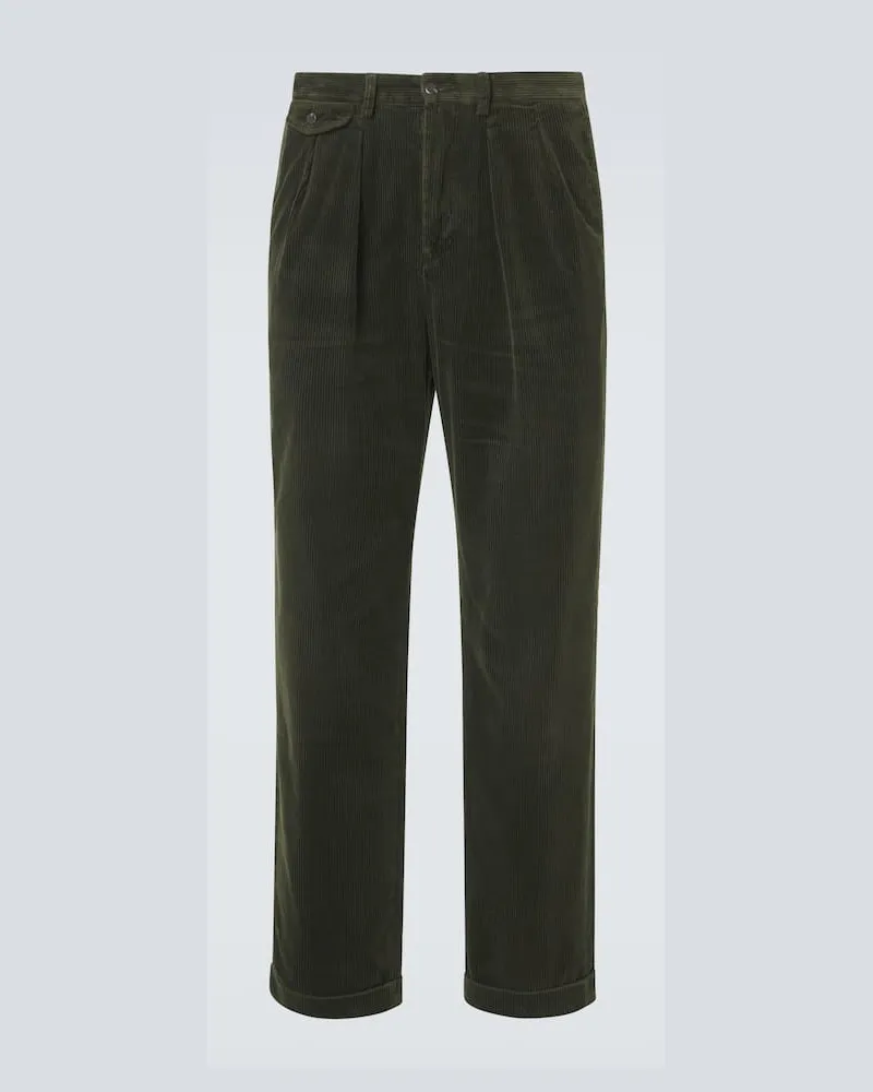 Ralph Lauren Gerade Hose aus Baumwoll-Cord Grün