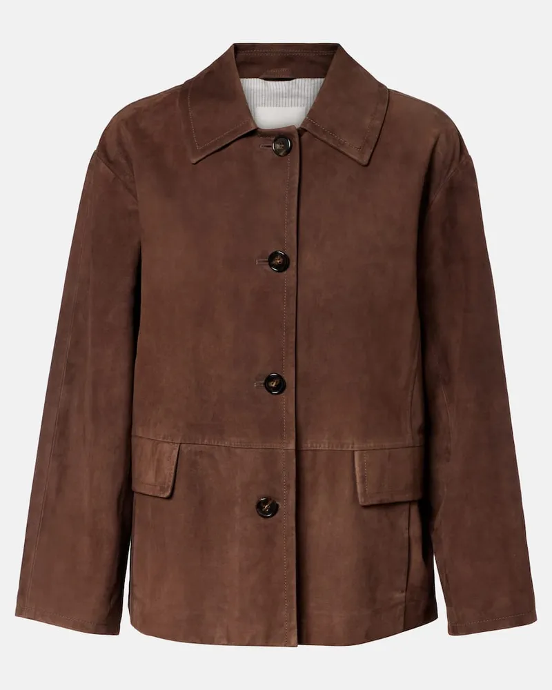 Max Mara Jacke Charme aus Veloursleder Braun