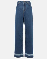 Valentino Garavani High-Rise Wide-Leg Jeans Blau