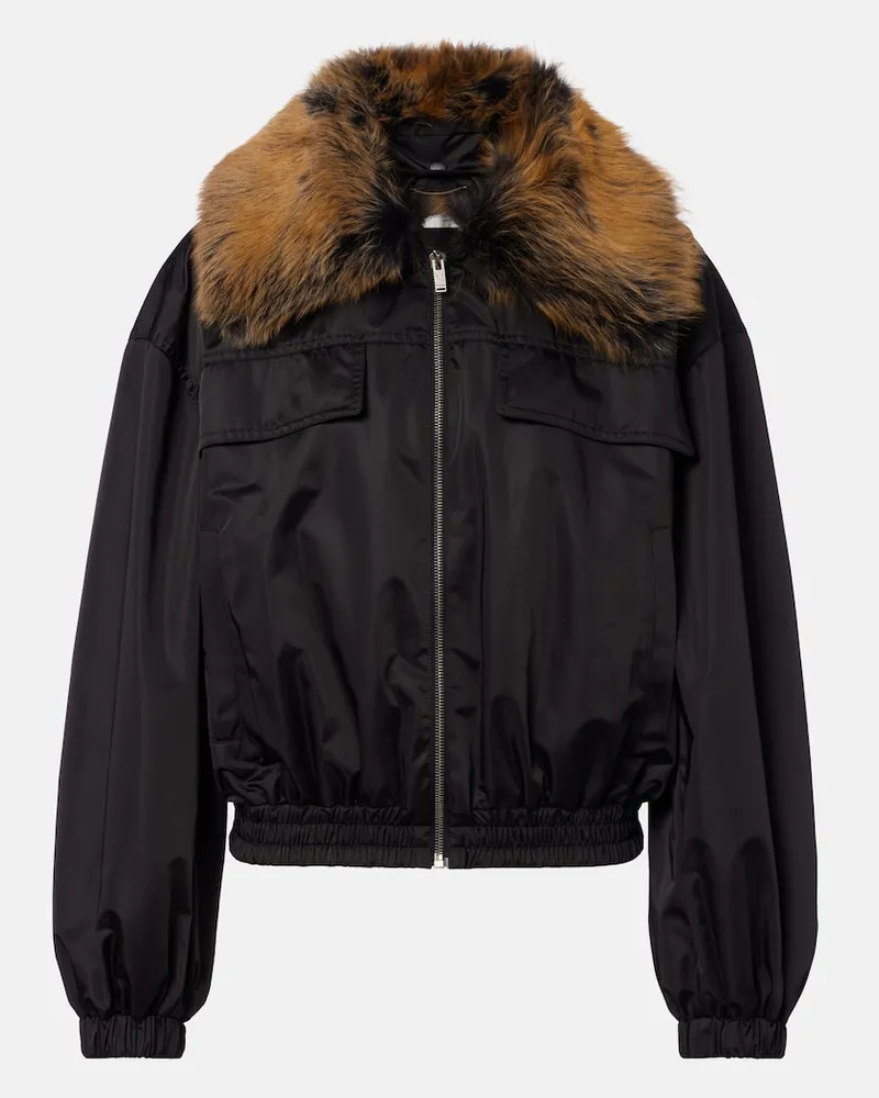 Saint Laurent Blouson mit Shearling Schwarz