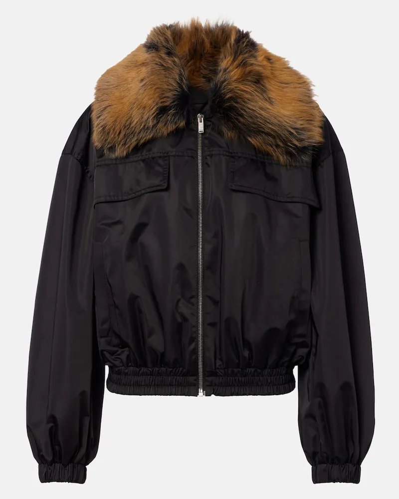 Saint Laurent Blouson mit Shearling Schwarz