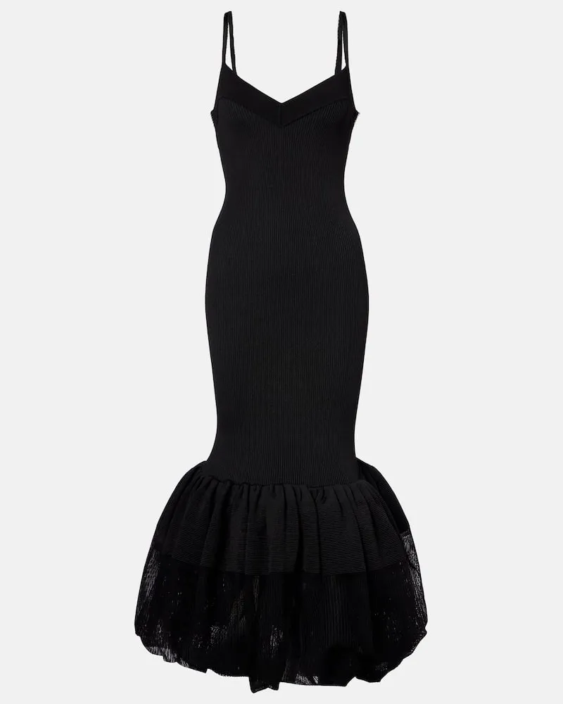 Givenchy Maxikleid aus Rippstrick Schwarz