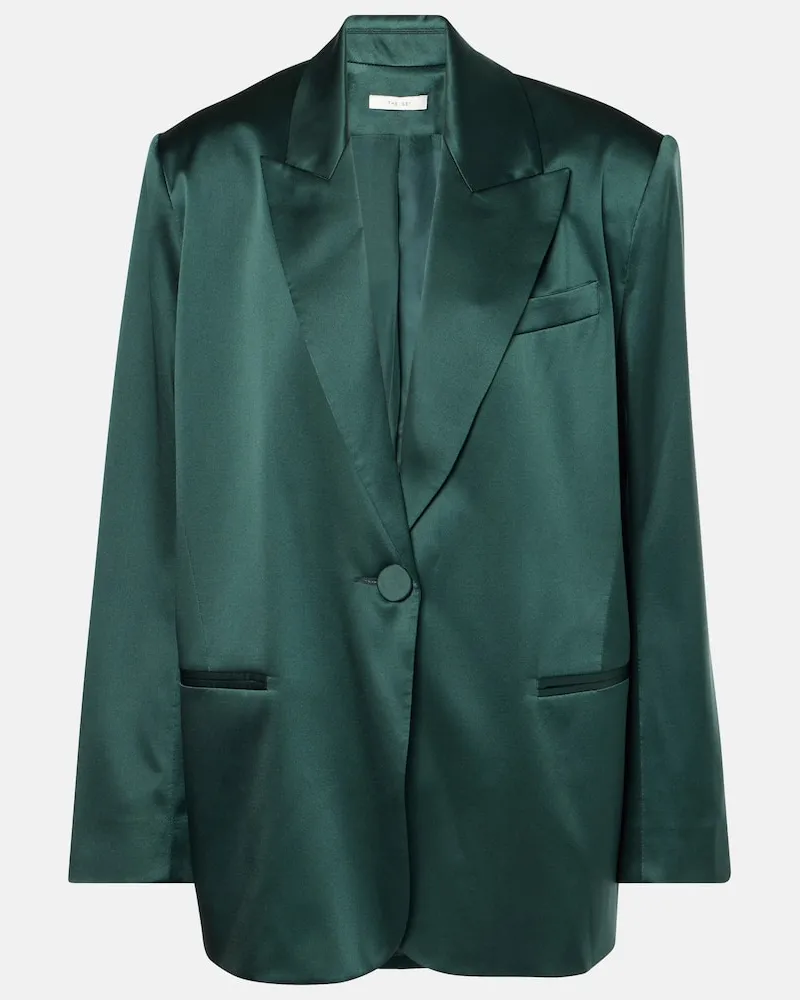 The Sei Blazer aus Seidensatin Grün