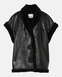 Isabel Marant Weste Medilia aus Leder mit Shearling Schwarz